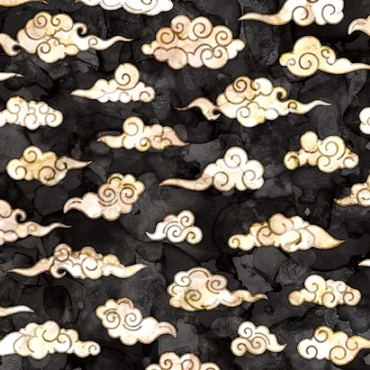 QT Fabrics Moonshadow Clouds 2600-28566-K Black/Grey