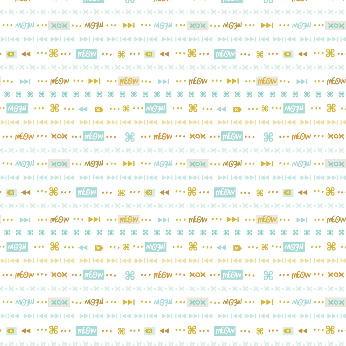 Clothworks Keyboard Cats Characters Meow Y3435-1 White