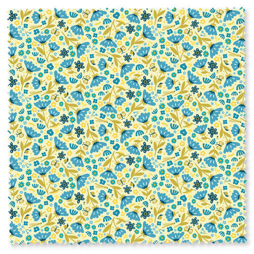 Felicity Fabrics Summer Garden Blueberry Scattered Floral 610022