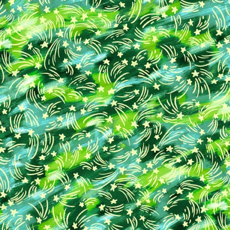 QT Fabrics The Zodiac Shooting Stars Green 1649-28867-G