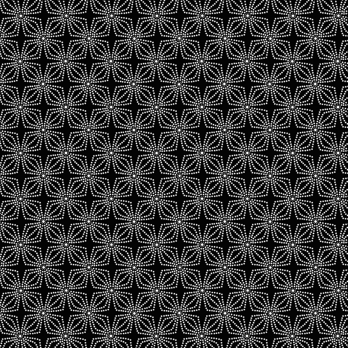 Benartex Night & Day Geo Bloom Black White 9806-90