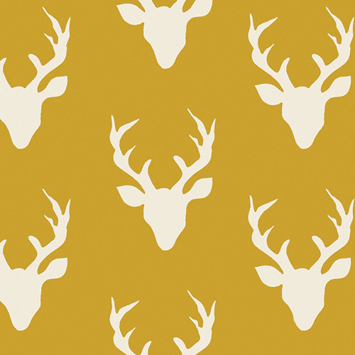 Art Gallery Fabrics Hello Bear Buck Forest Mustard HBR-4434-5 Deer Head