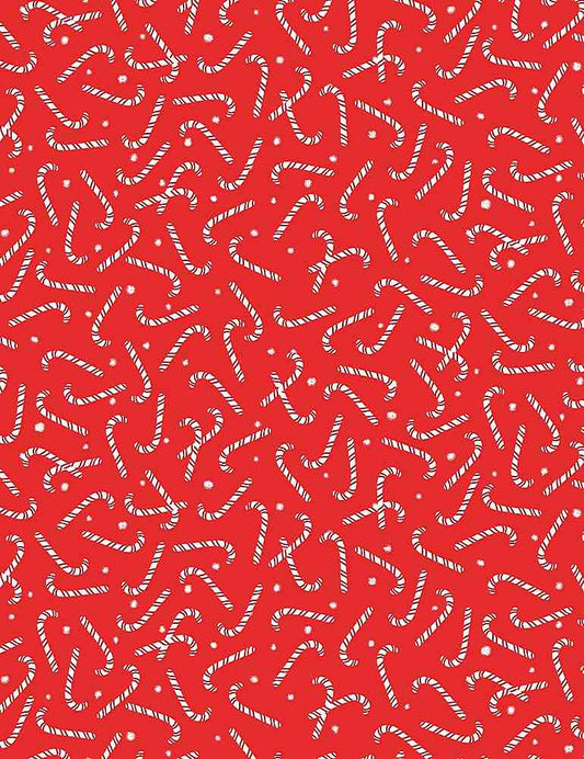Timeless Treasures Red Candycanes HOLIDAY-C8983 Red