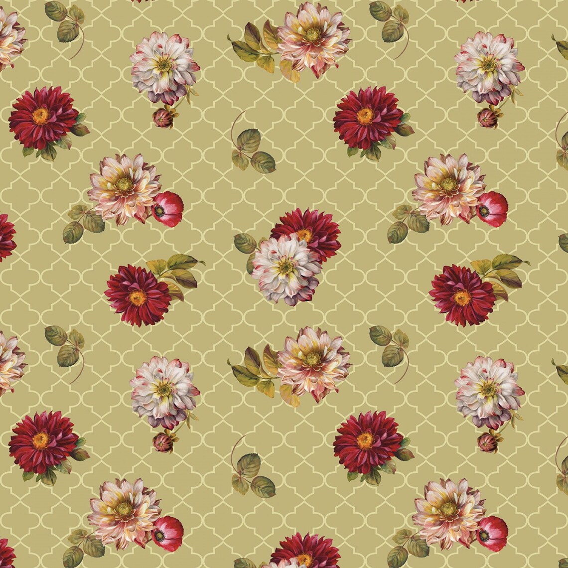 Wilmington Rosewood Lane Flower Toss Green 86510-731