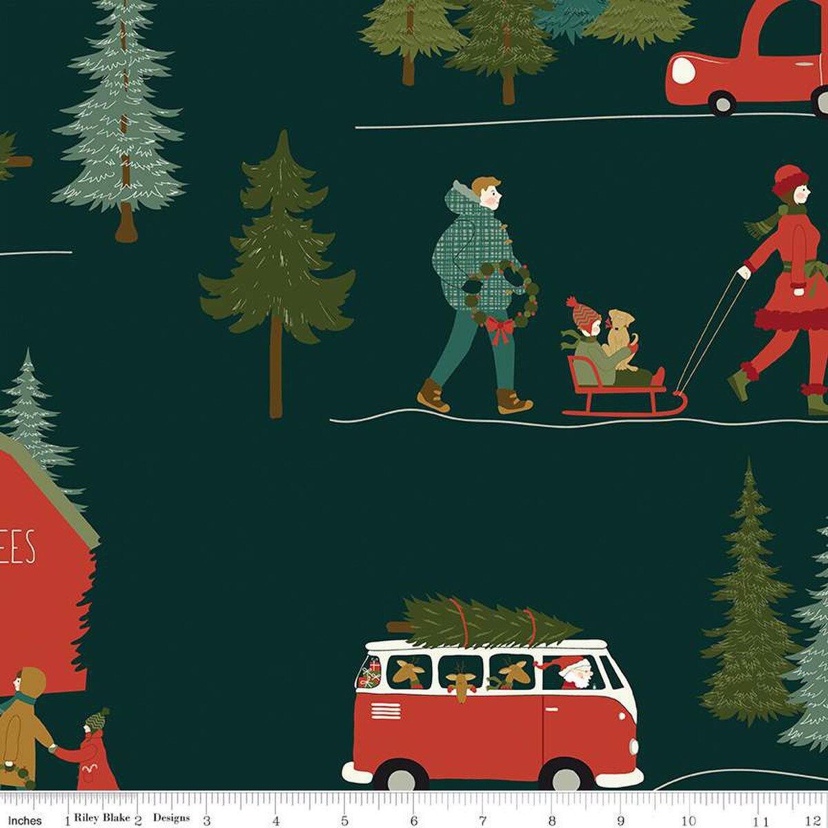 1809 Riley Blake Designs 108" Wideback Christmas Is In Town Forest WB14751
