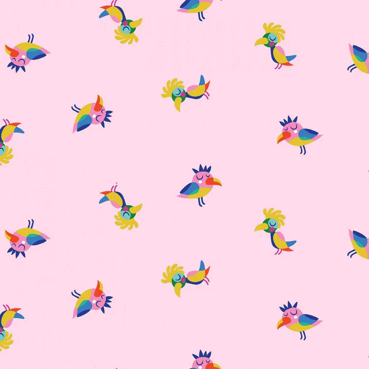 Clothworks Sleepy Time Birds Light Pink Y3344-41
