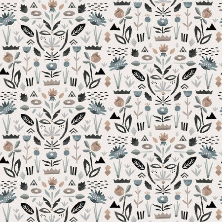 Cotton + Steel In Bloom Floral Garden Pebble ST104-PE3