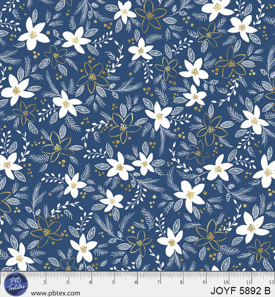 1931 P&B Textiles Joyful Holiday Floral Toss JOYF05892B