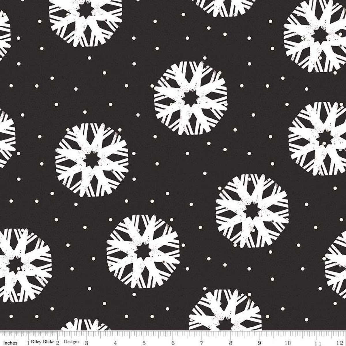 Riley Blake Nicholas Snowflake Dots Black C12337
