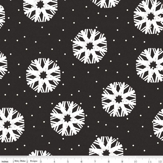 Riley Blake Nicholas Snowflake Dots Black C12337