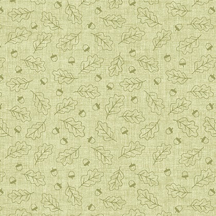Benartex Harvest Farm Outline Leaves Light Green 13052-04