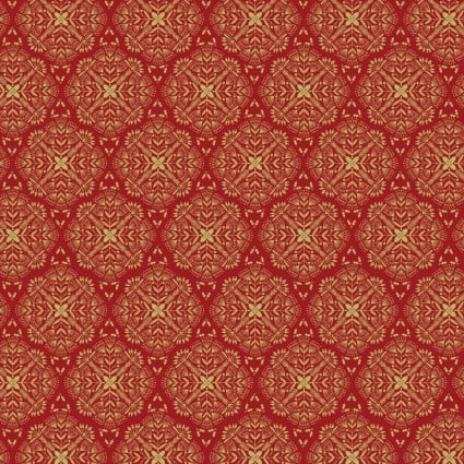 Kanvas Holiday Sparkle Metallic- Festive Medallions Red 12525M-10
