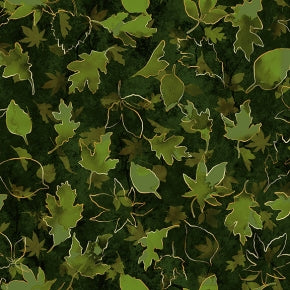 RJR Fabrics Shades of Autumn Turning Over a New Leaf Metallic in Green
