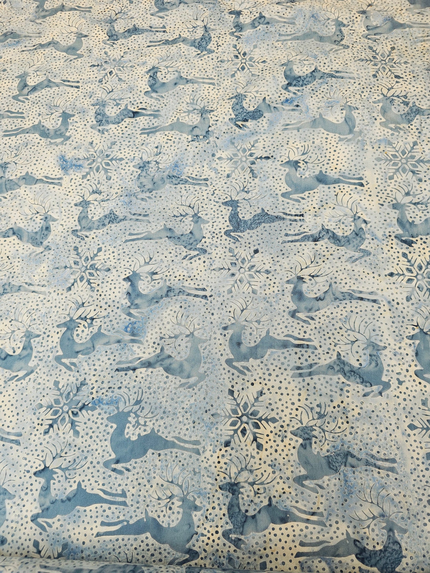 Island Batik Snowsicle Deer Snow Blue Ocean Fog