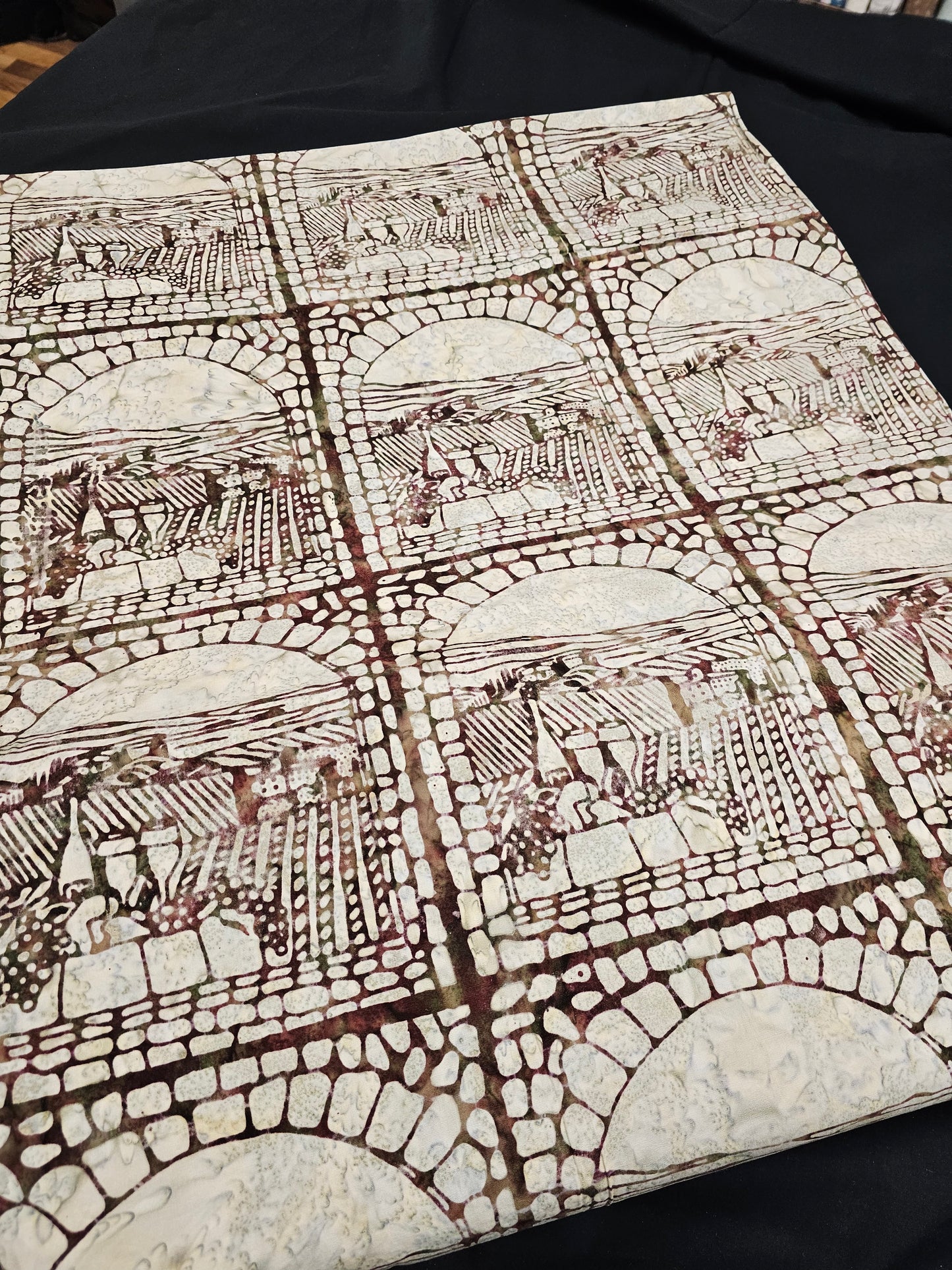 Banyan Batik Vino Scenic Mini Panel Burgundy Stone