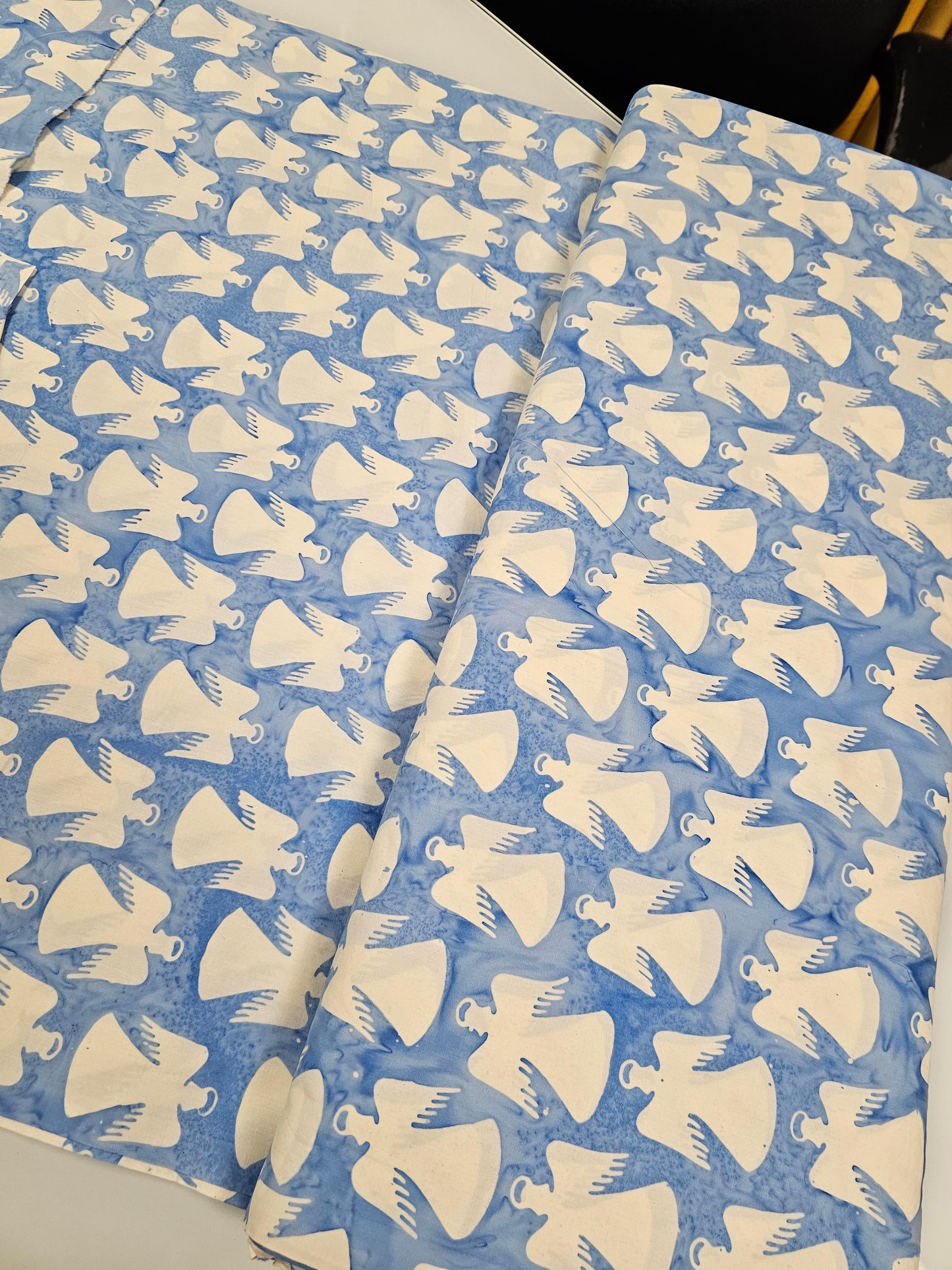 Island Batik Winter Sky Angel on Blue