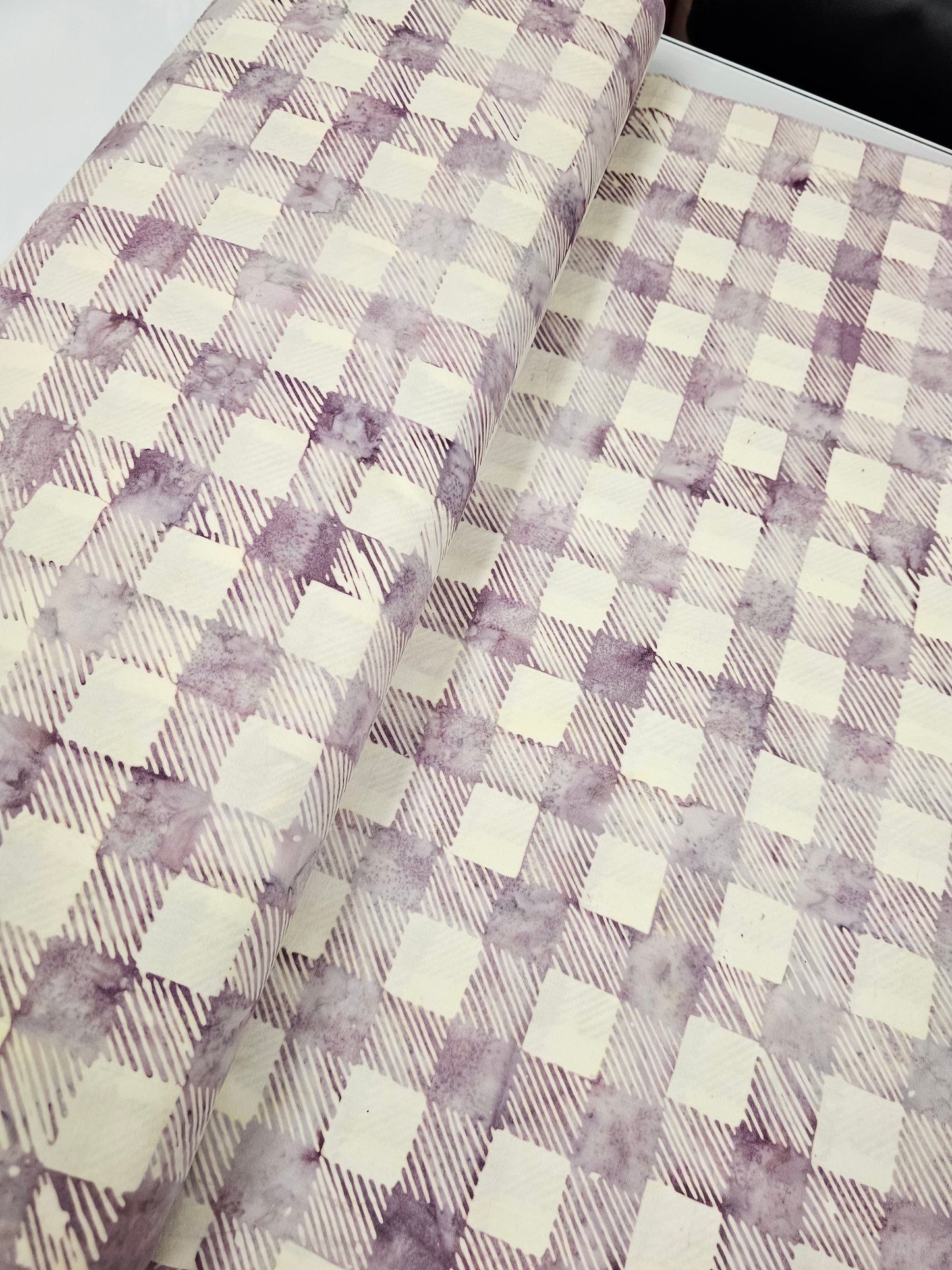 Banyan Batik Buffalo Plaid Cream and Lavender