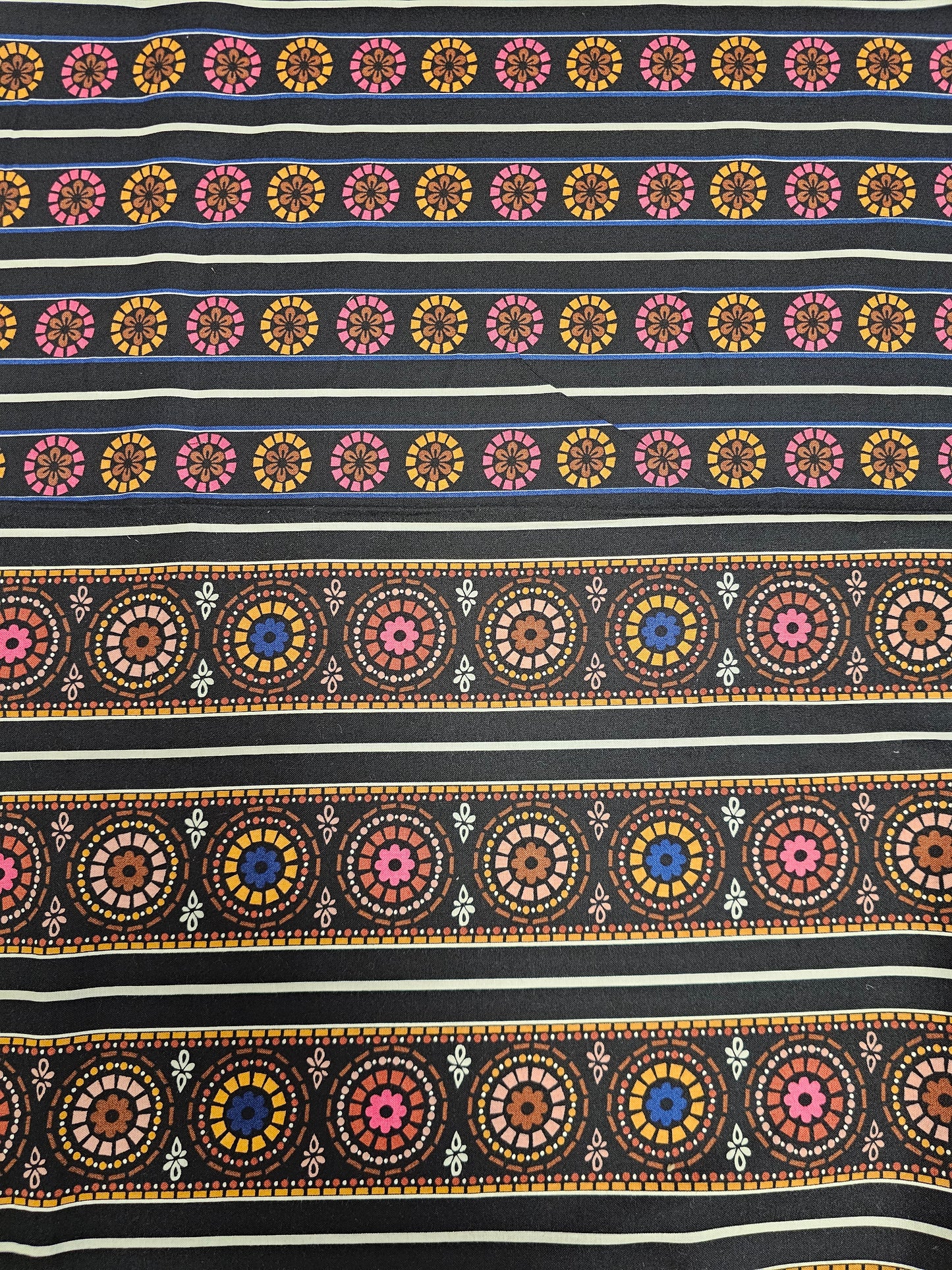 Robert Kaufman Stephanie Dawn Mosaic Fifty/Fifty Multi Stripe 13368 Black