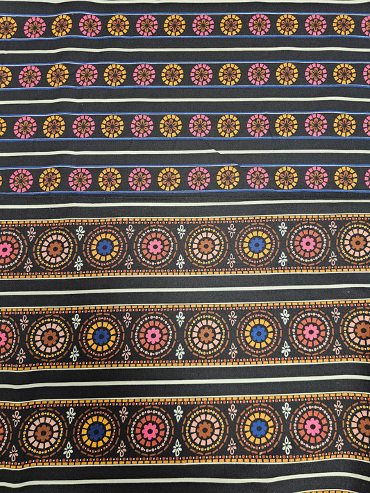 Robert Kaufman Stephanie Dawn Mosaic Fifty/Fifty Multi Stripe 13368 Black