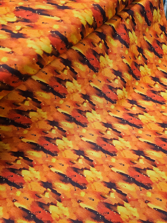 QT Fabrics Arvee Gibson and ArtSHINE Orange Stars Lava