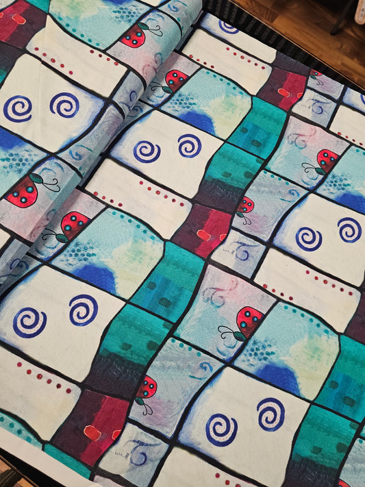 QT Fabrics Ladybug Patch Painterly Garden 28039