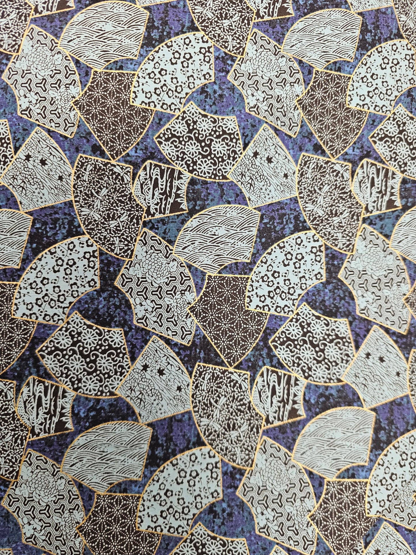 Trans Pacific Textiles Blues and Gold 95566