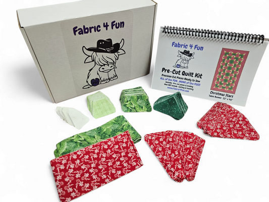 Pre-Cut Christmas Stars Table Runner Kit 22"x40" approximate