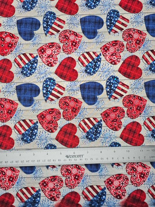 8781 Patriotic Tossed American Hearts