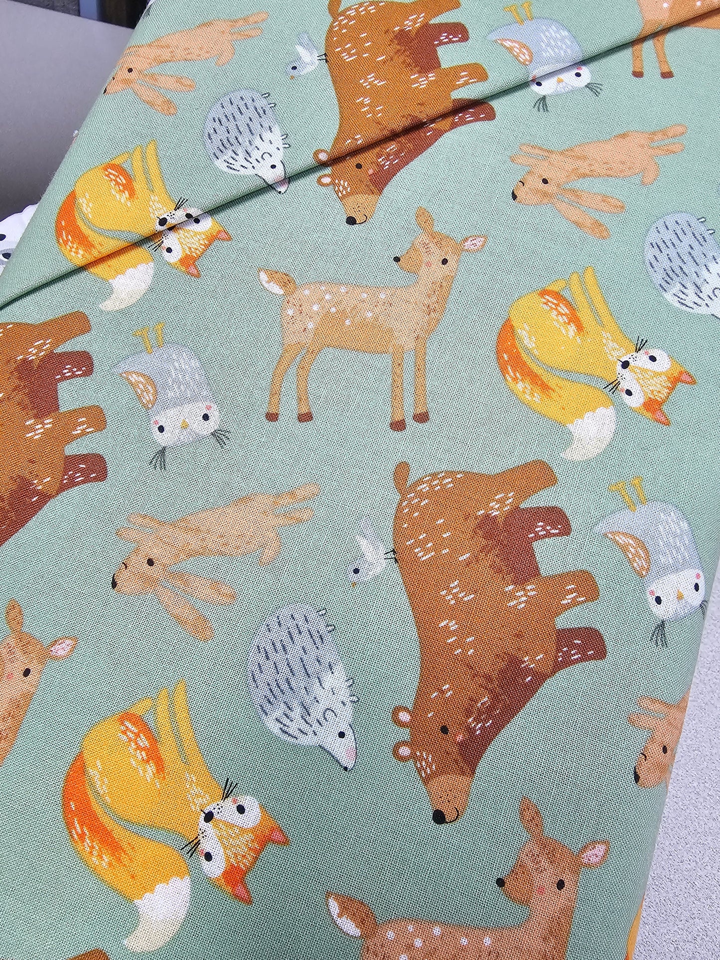 9336 Fabric Editions, Inc Woodland Pals Green 17411