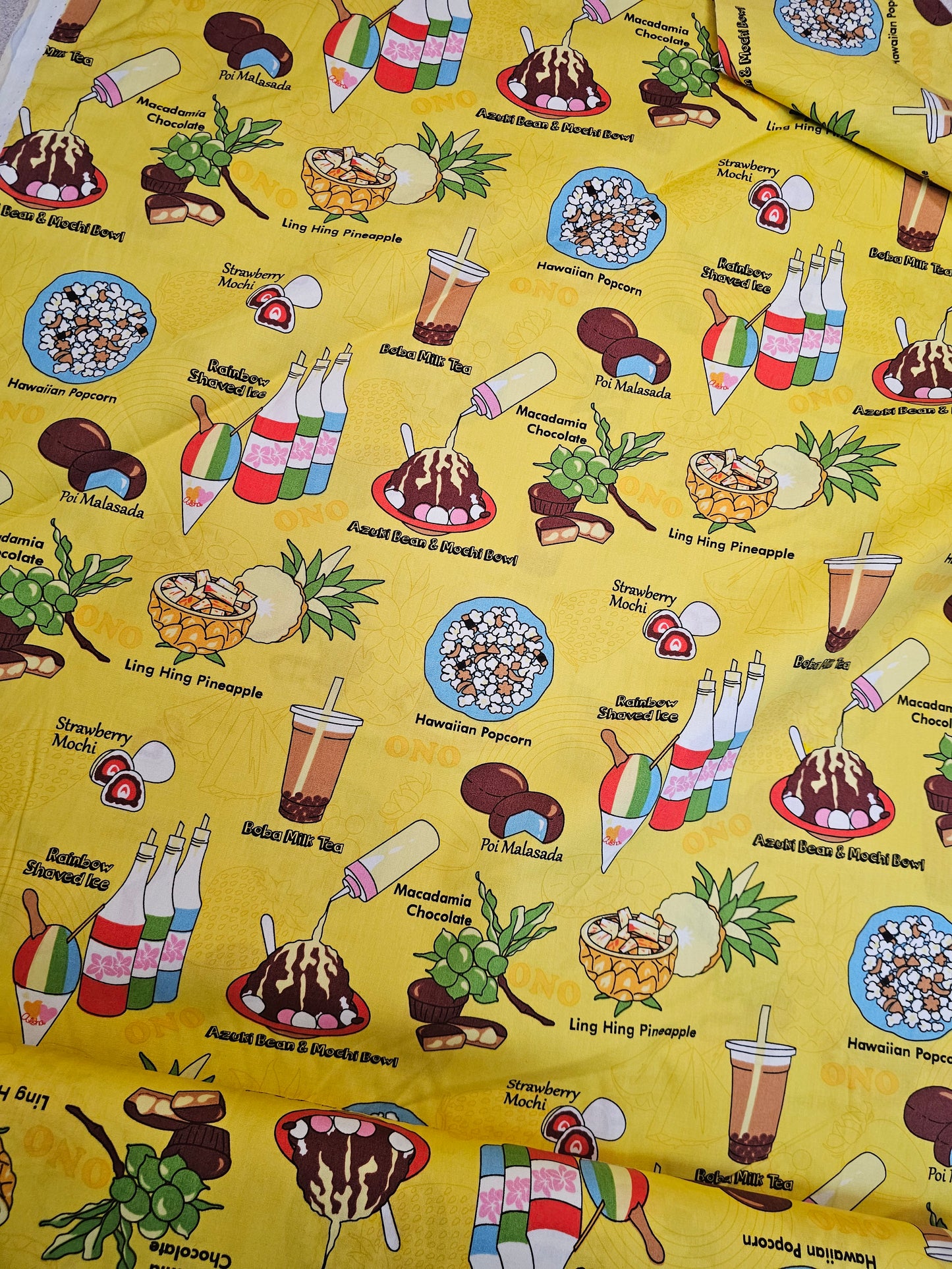 1652 Trans Pacific Textiles Hawaii Local Snacks Yellow 0808118