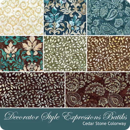 X2030 Riley Blake Designs Batiks Decorator Style Cedar Stone Fat Quarter Bundle 8 pieces