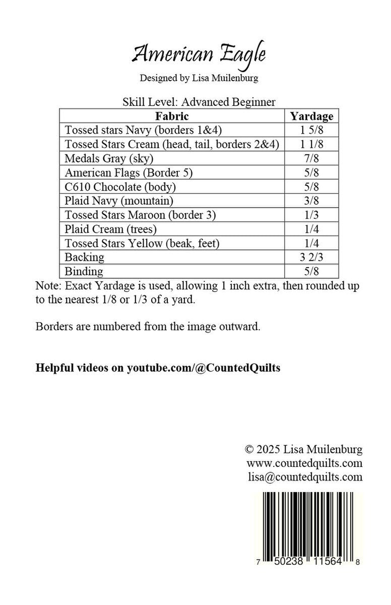 P2082 American Eagle Quilt Pattern by Counted Quilts