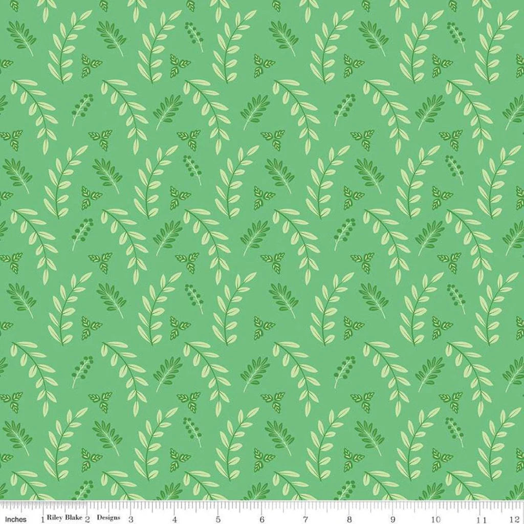 Riley Blake Poppy and Posey Leaves Green C10585