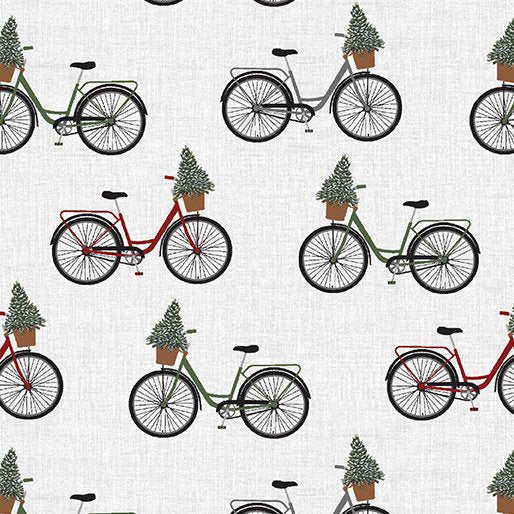 Benartex Holiday At Home Bicycle and Tree White 13037-09