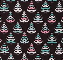 Mook Christmas Novelty Moustache Trees Teal Pink 113166