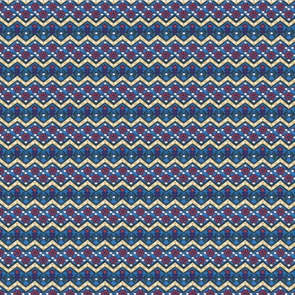 Benartex Merry & Bright Folk Flower Blue Multi 13129-54