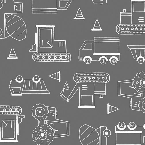 Benartex Construction Crew Trucks Gray 9994GL-11