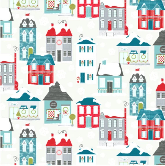 Benartex Heart and Home Home Town Village White 10321