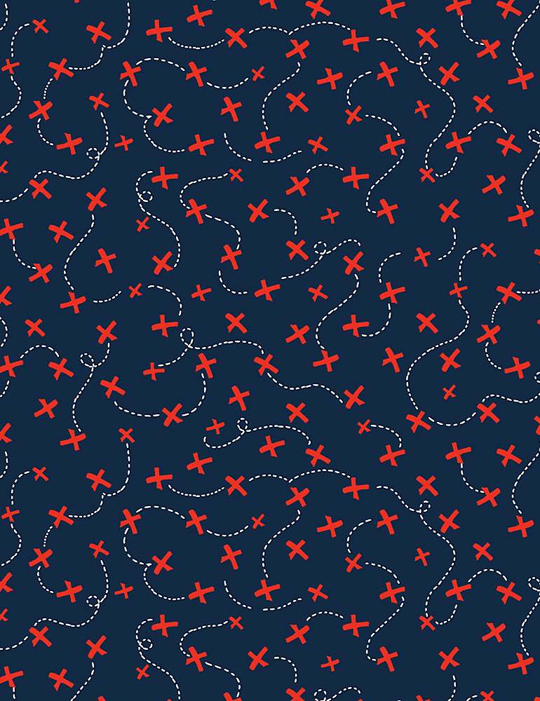 Timeless Treasures Walk The Plank Treasure Map X's Nautical FUN-C8932