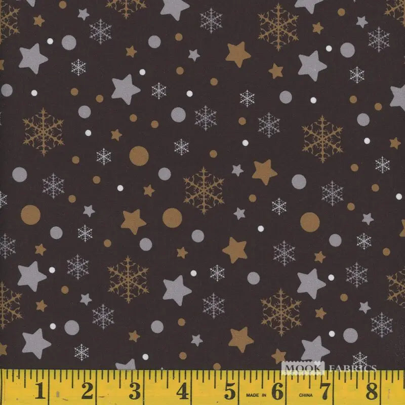 Mook Cotton Black & Gold Wonderland Snowflakes Star Black 113114