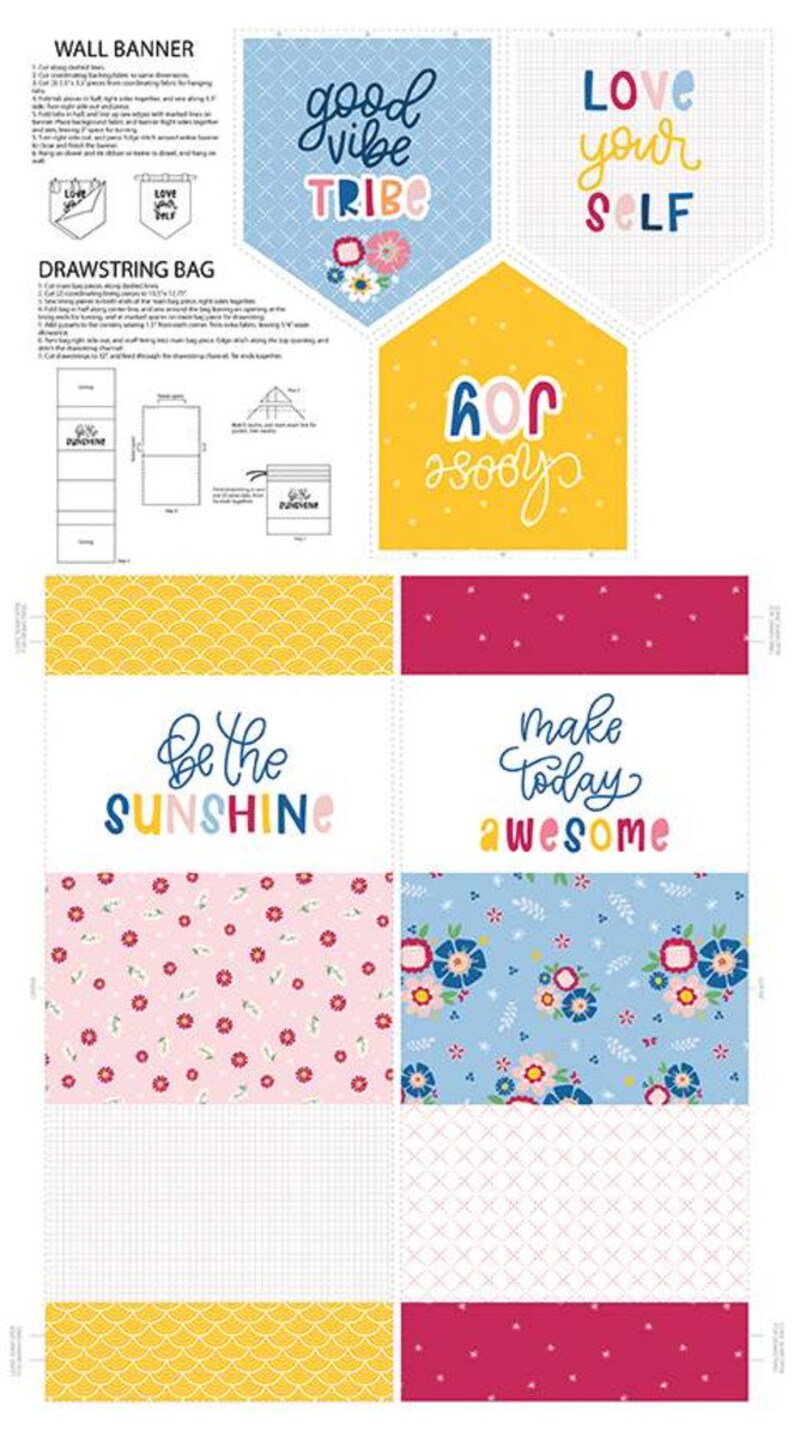 Riley Blake Pure Delight Banner and Drawstring Bag Panel
