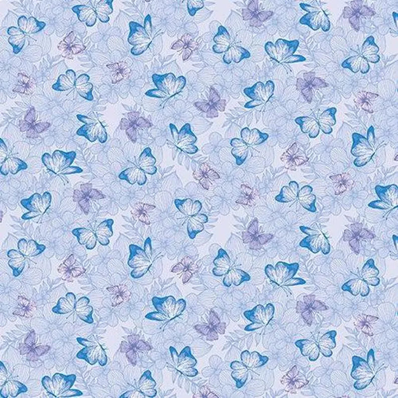 Benartex Judy's Bloom Butterfly Blue 13553-50