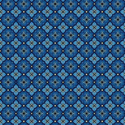 Benartex Rebirth Tile Blue 10483-55