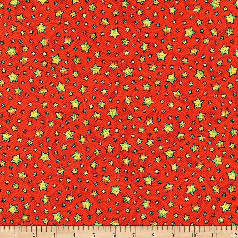 QT Fabrics A Child's Prayer Star Toss Red