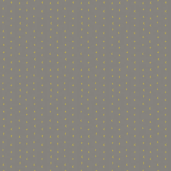 Andover Century Holiday Shimmer Gold Metallic X's on Grey 9669M