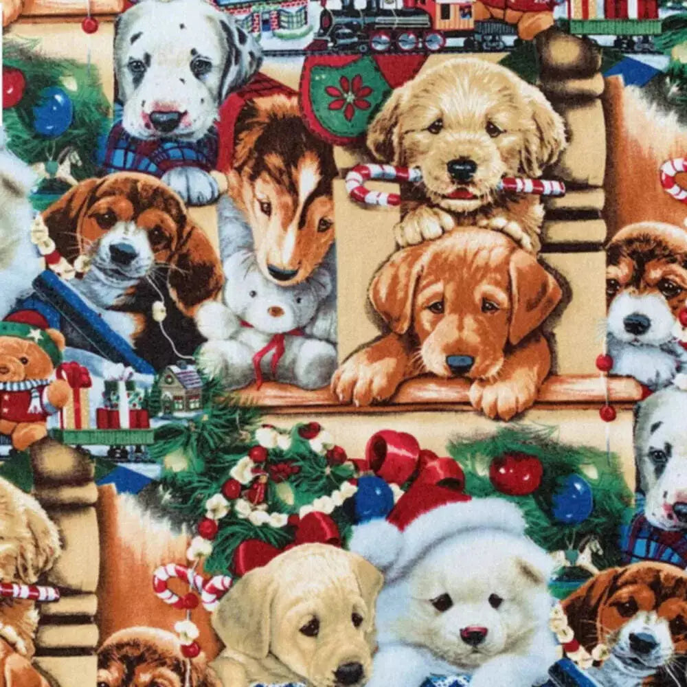 Christmas Puppies (1/2 yard PRE-CUT)
