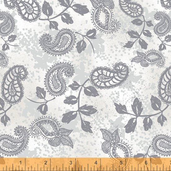 Windham Our House Paisley Vine Gray and White 52786-3