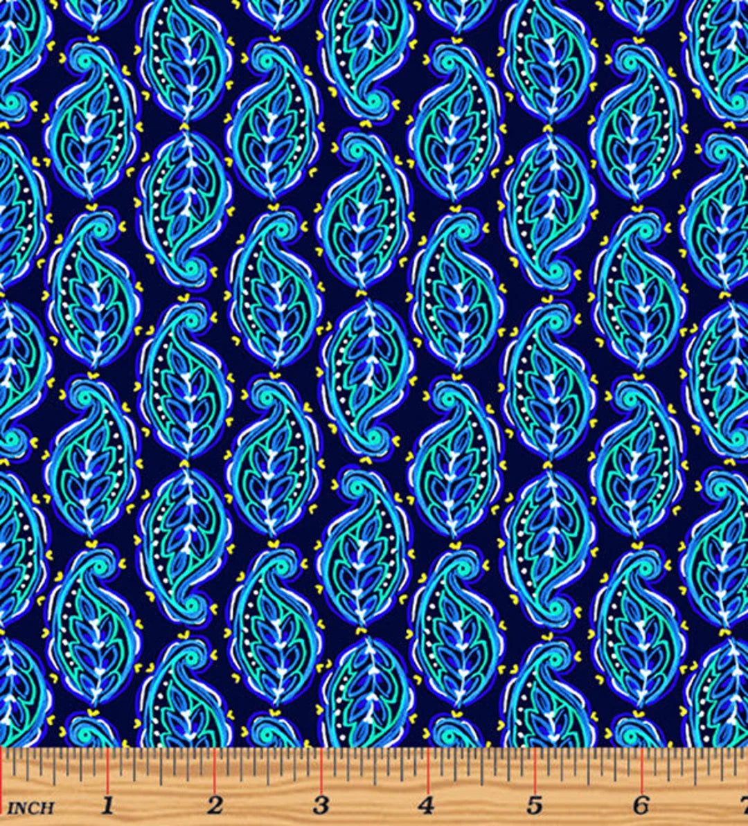 Benartex Blue Horizon Dark Navy Blue Paisley c9962
