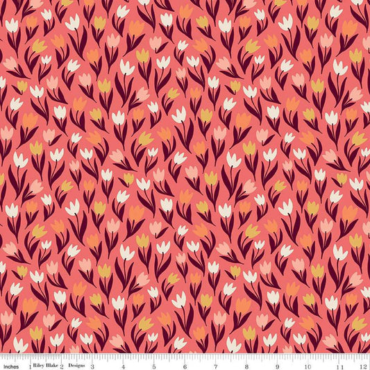 Riley Blake Fairy Dust Tulips Coral C12443