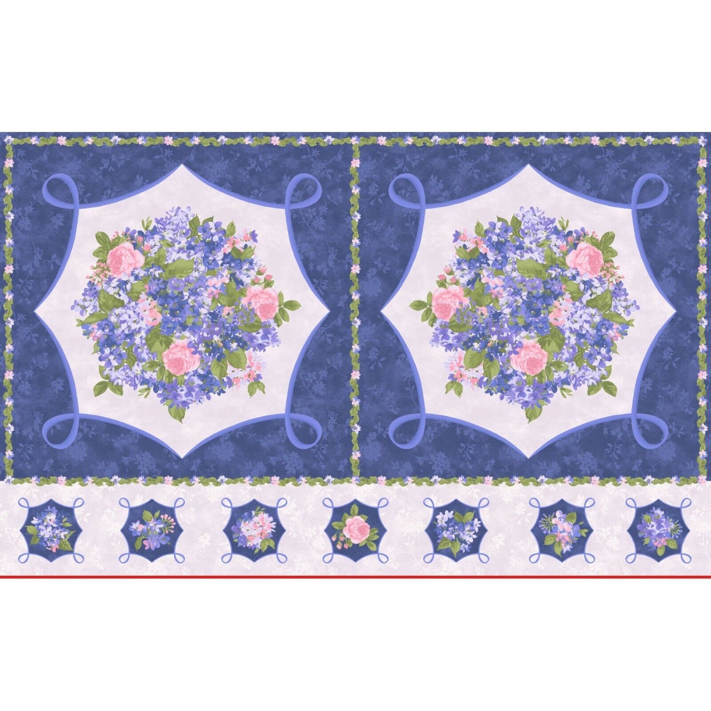 Maywood Studios Cottage Bouquet Panel Dark Background MAS-10260-B